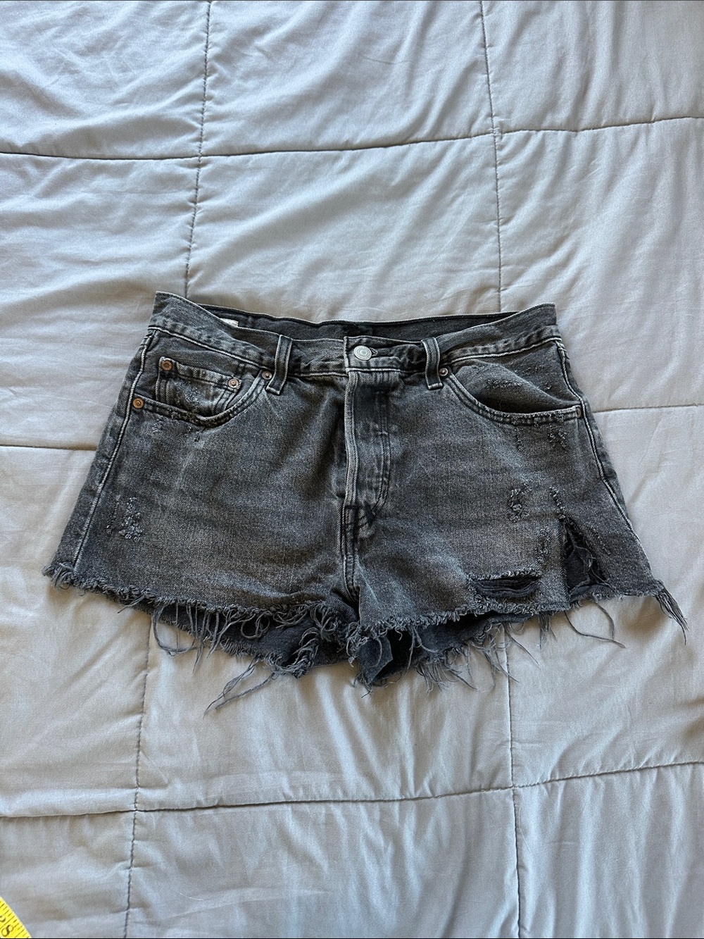 Levi’s  Black Distressed Denim Cutoff Shorts